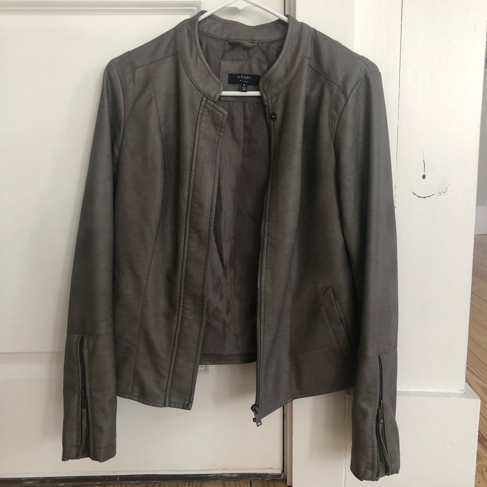 Kaari Blue Faux Leather Jacket
